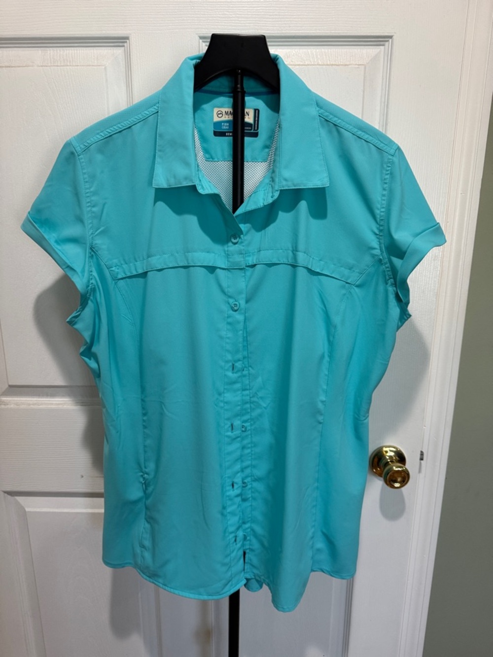Magellan Women’s Short Sleeve Button-Down Shirt - Aqua Teal/turq XXL NWOT